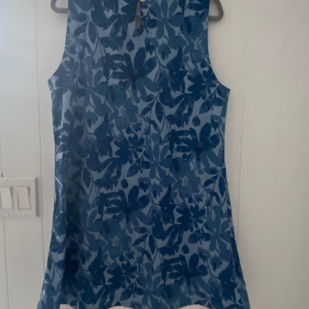 Rip Skirt Hawaii Womens Blue Floral Sleeveless Dress Pockets Size L - Picture 2 of 8